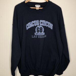 Vintage Circus Circus Las Vegas Mens Sweatshirt Size XL Blue Made In USA Street